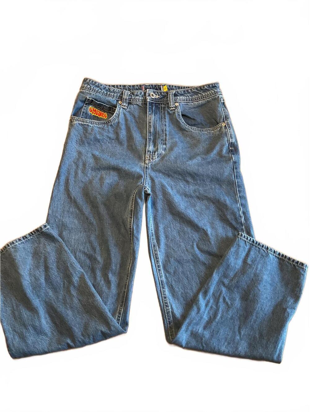 Empyre Jeans classic blue denim Spray Paint Can Design Skate Jean Size 30 x 28